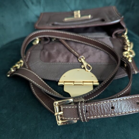 Michael Kors Brown Leather and Calfhair Margo Top Handle Satchel Bag - Picture 10 of 12